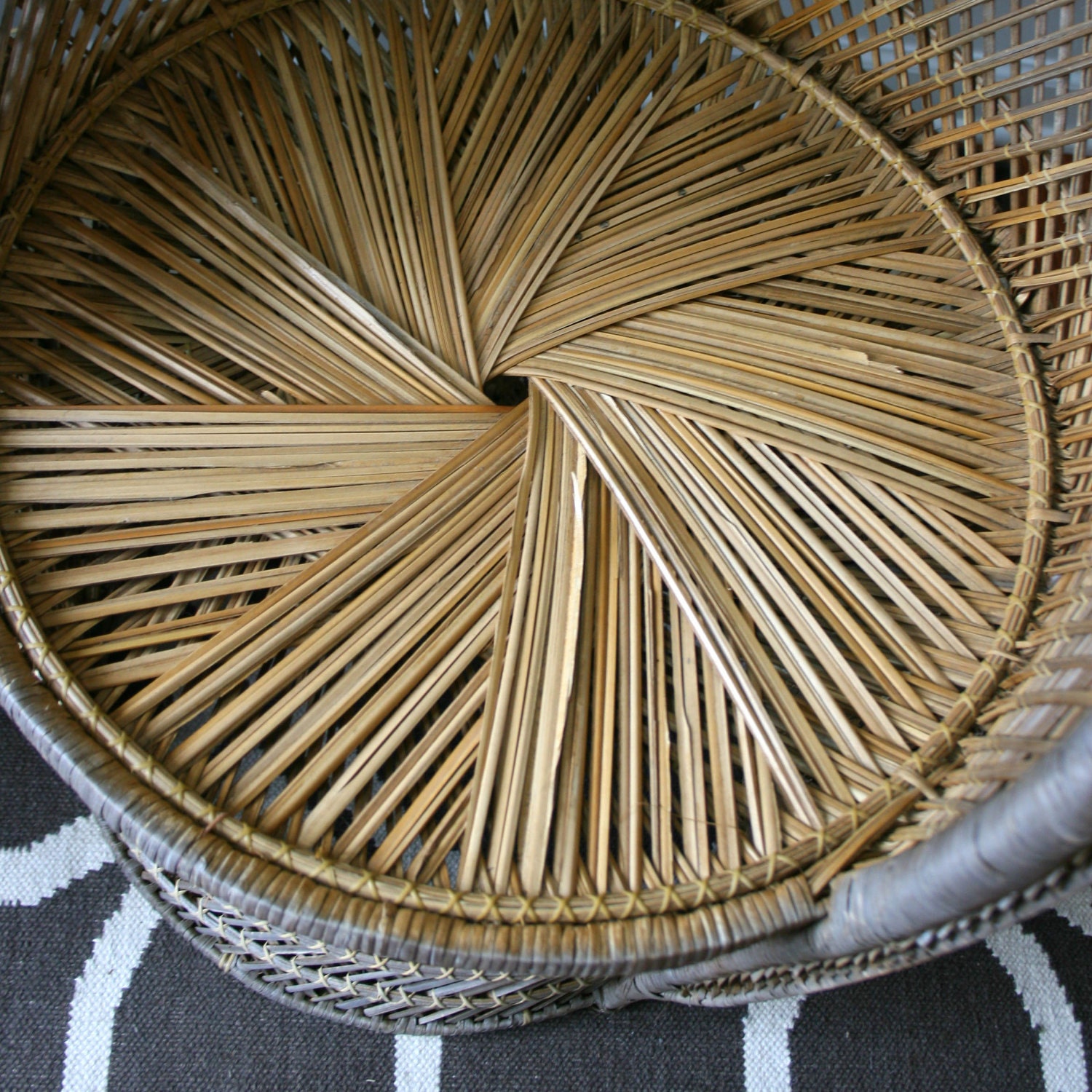 Pair High Fan Back Chairs. Throne Chairs. Armchair. Rattan. Wicker. Mid Century. Spring. Alfresco Dining. Patio Furniture. Interior Design.