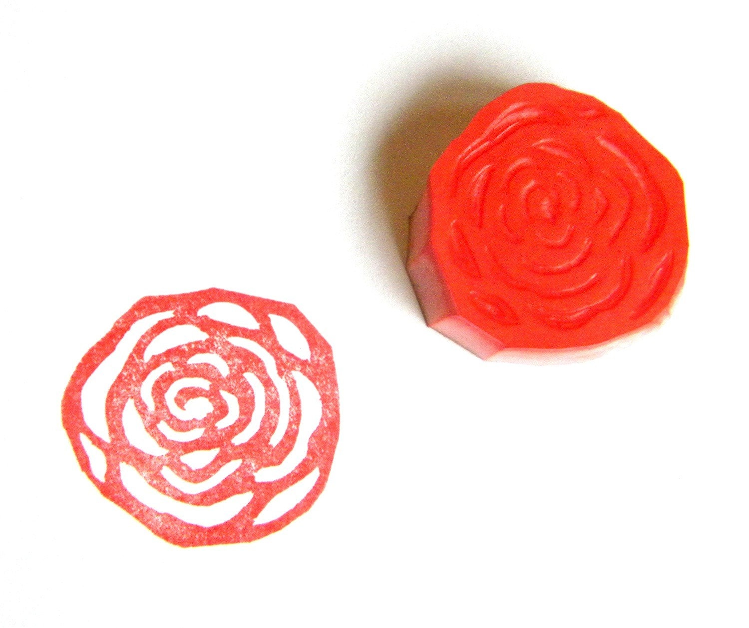 Rose hand carved rubber stamp (small)