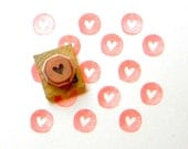 Mini heart rubber stamp - hand carved and wood mounted