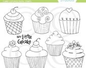 Yummy Cupcake Digital Stamps Clip Art Set