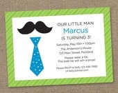 Custom Little Man Blue and Green 01 - Printable Digital Invitation - Personal Use Only