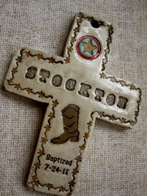 western vintage style baptismal or birth cross