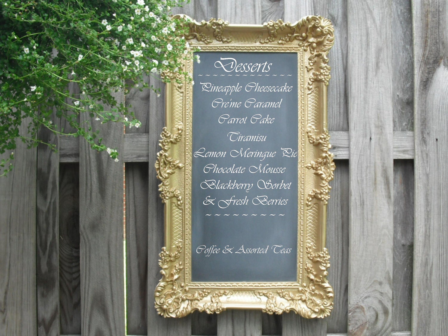 HOLLYWOOD REGENGY WEDDING Chalkboard Ornate Baroque French Country Gold Menu Board Seating Memo Board Sign