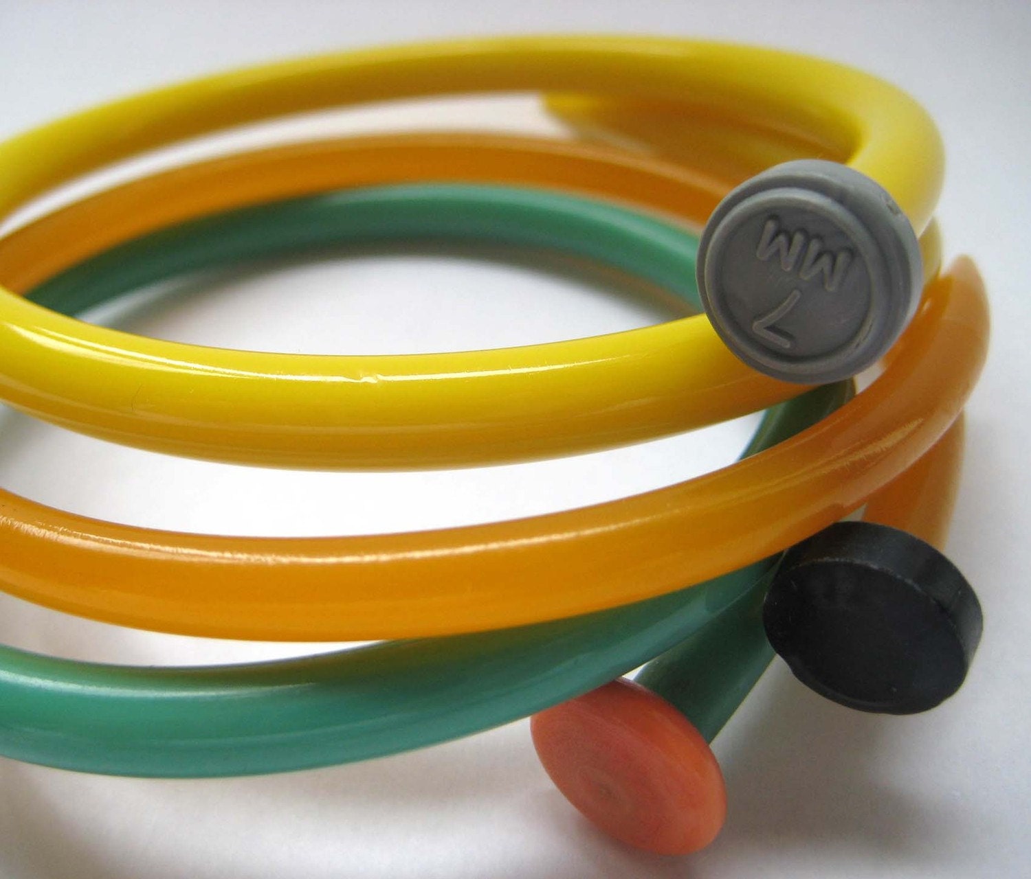 Vintage Knitting Needle Bracelets Upcycled Set Of 3 Citrus Cocktail - LARGE / XL