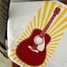 Tea Towel. Guitar. Red and Yellow. Hand Screen Printed.