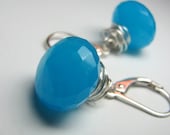 Turquoise Luxe Chalcedony Onion Briolette Sterling Silver Earrings - Icicles in The Sun - catesemporium