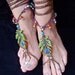 BOHEMIAN barefoot sandals PEACOCK FEATHER for many occasions made to order festival hippie hula hooping belly dance yoga