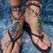 reserved for Pam GYPSY barefoot sandals PEACOCK feather for many occasions bridal sandals made to order hippie hula hooping belly dance
