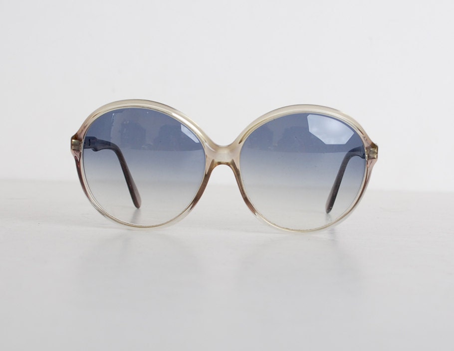 Vintage 70s 80s Round Blue & Gray Sunglasses Shades