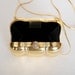Vintage 90s Gold Metal Crystal Quilted Evening Bag Clutch Purse