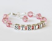 reserved for Melissa - personalized baby bracelet - Personalized sterling silver and swarovski crystal name bracelet - baby, toddler, girl