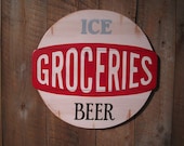 Groceries Ice Beer - Wooden Sign