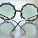 Vintage 1960s Green Disco Hipster Sunglasses Atomic Novelty Party Summer Women