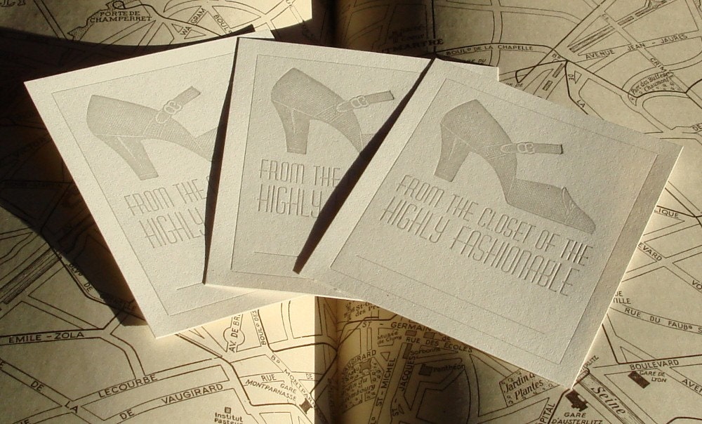 50% OFF SALE - 25 Letterpress Bookplates for the Fashionista - Discontinued Color