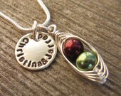 Two Peas in a Pod - Couples Pea Pod necklace or for a Mom of Twins -  24 color options
