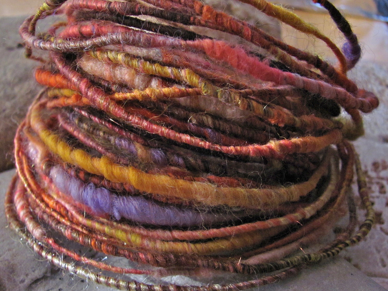 Orange Tango FiberWire - Handspun Art Wire for Jewelry - 3 FEET