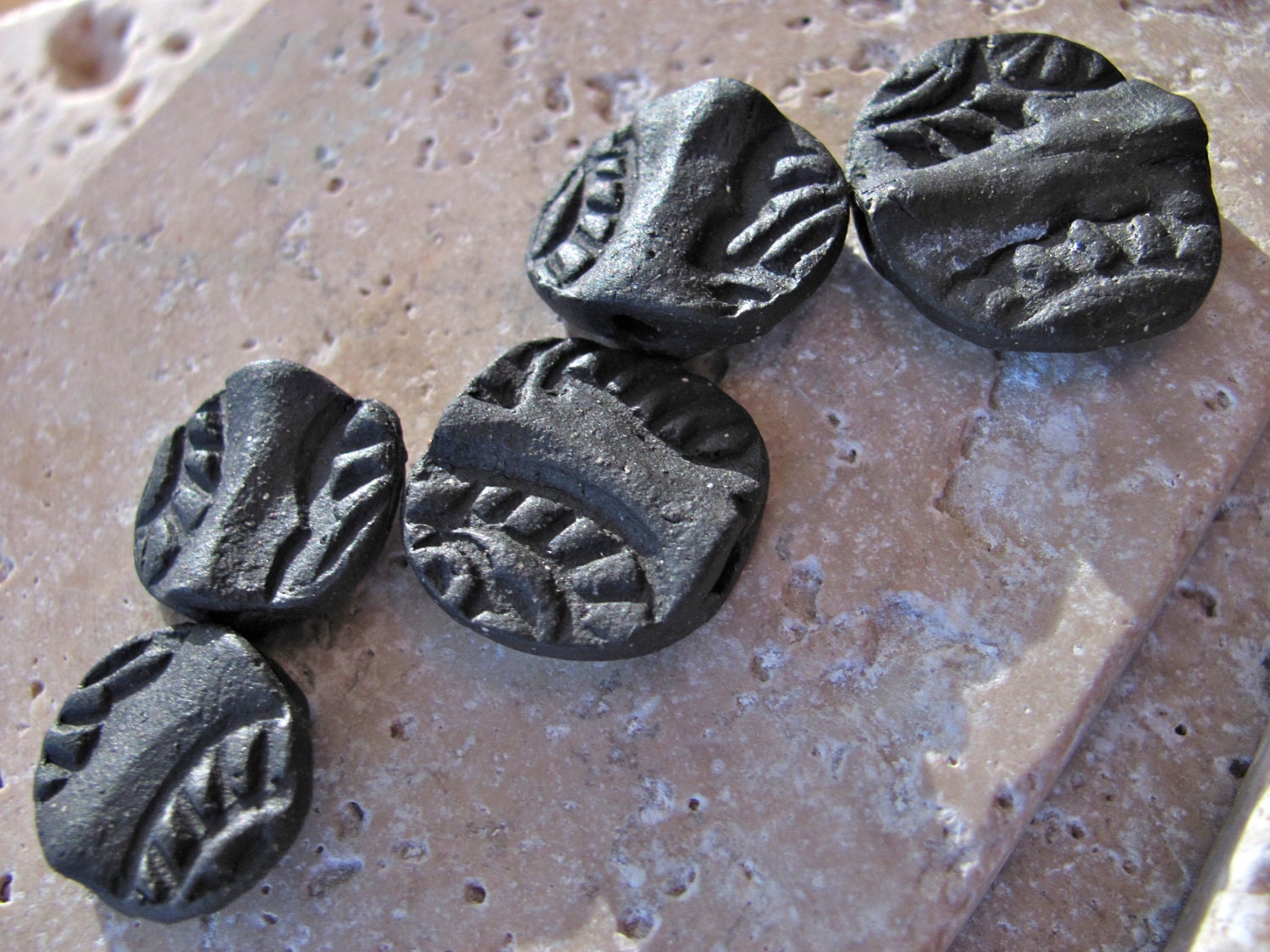 Black Raven Tribal Beads - Handmade Ceramic Beads