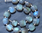 Fine Quality,Blue Flashy Labradorite Faceted Cushion Full Drilled Shape Briolettes, 8-9mm Long aprx, 22 Pieces,Great Item at Low price