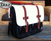 DIAZ Mini Geunine Leather Briefcase / Backpack Laptop Messenger  Bag Satchel in White / Brown / Black - (11in MacBook Air) - Free Shipping