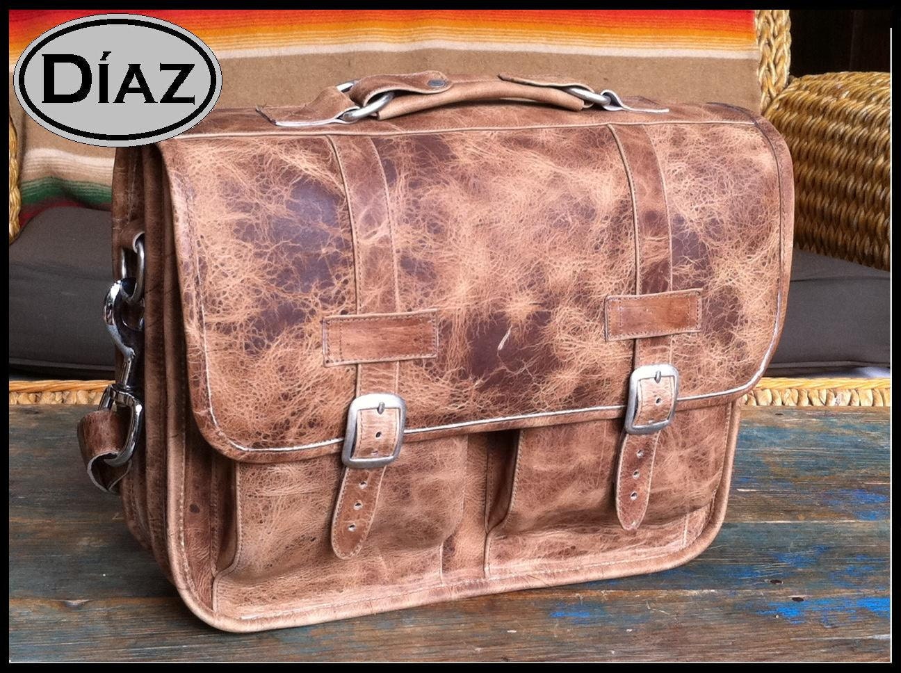 Small Leather Messenger Briefcase / Backpack Laptop Bag Satchel in Crazy Horse Natural Brown - (13in MacBook Pro / Air) - Free Shipping -