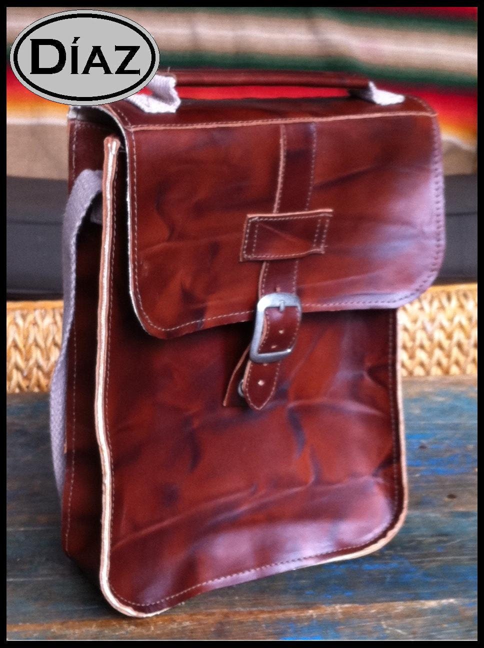 DIAZ Leather Messenger Satchel / Pouch for iPad in Antique Tanned Brown - Free Monogramming -
