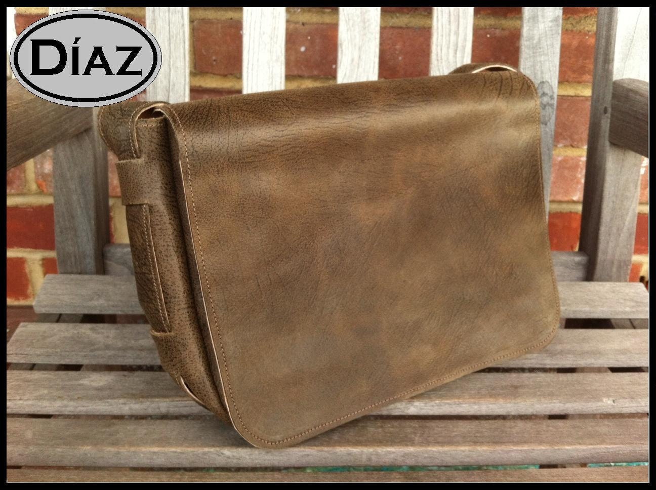 DIAZ Mini Genuine Leather Messenger Bag / Satchel in Texas Dark Brown - Free Monogramming -