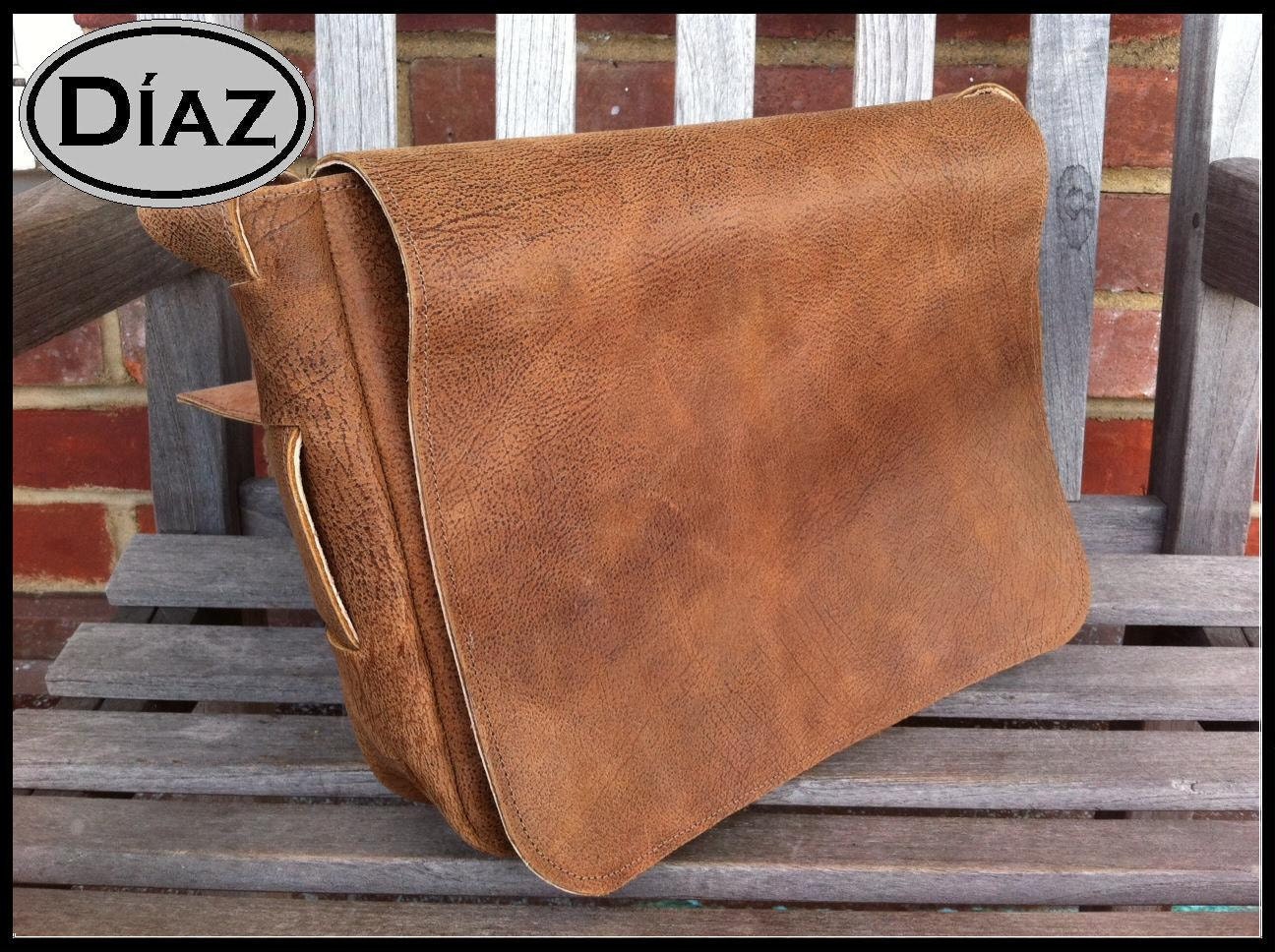 Large Genuine Leather Messenger Bag / Satchel in Texas Light Brown - Free Monogramming -