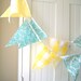 9 Feet of Banner, Bunting Flags in Aqua Blue Damask and Vintage Sunshine Yellow Gingham, Wedding Decor, Baby Nursery Decor