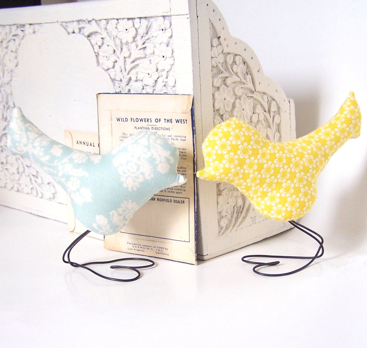 Wedding Cake Topper Love Birds, Summer Yellow Flower, Sky Blue, Cream Damask, Summer Wedding, Wedding Gift, Baby Nursery Decor