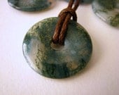 Inspire - Moss Agate 30mm donut - Nursing, Grabbing, and Healing Necklace
