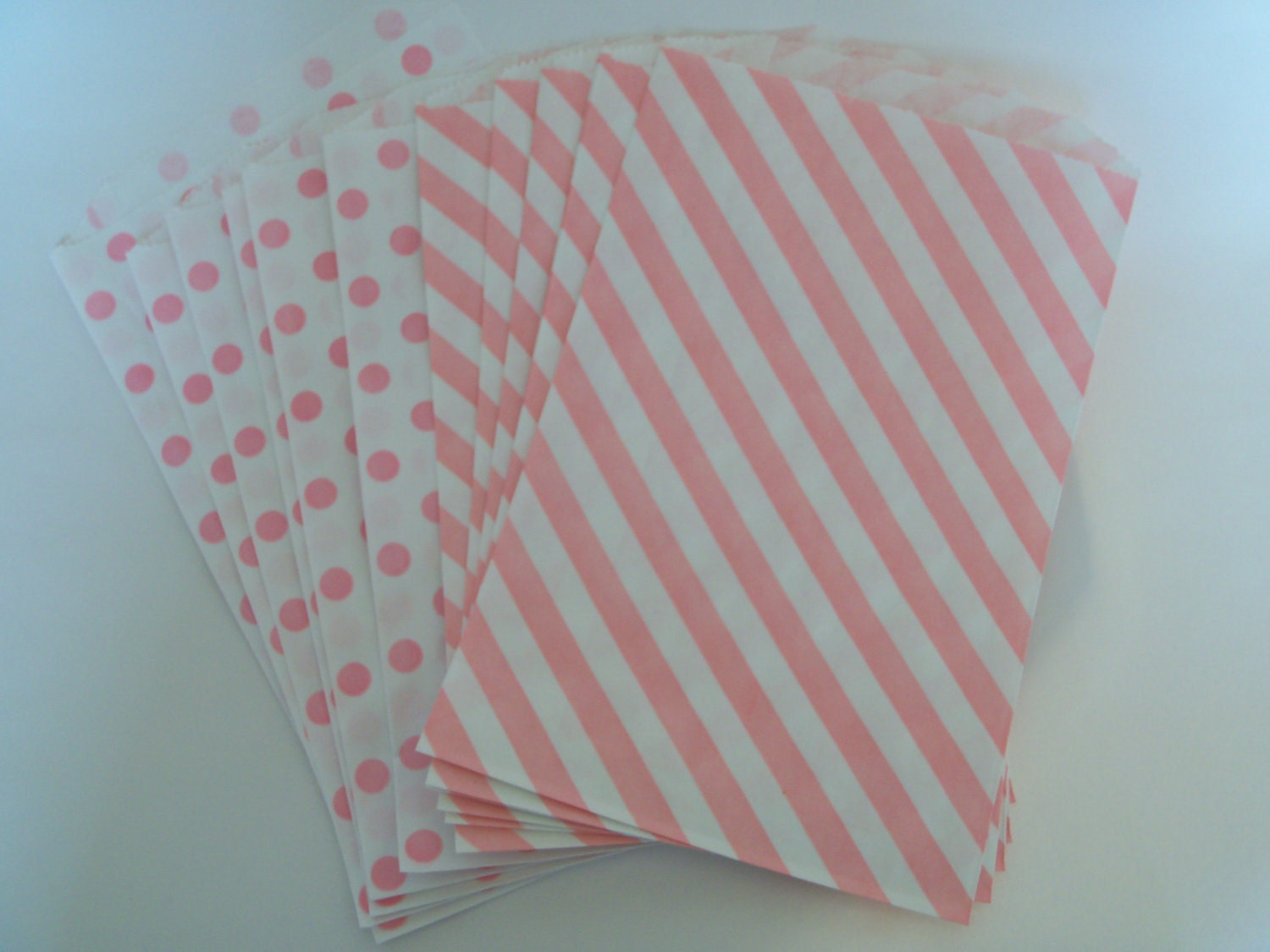 Pink Polka Dot and Pink Stripe Favor Bags- 1 dozen Il_170x135