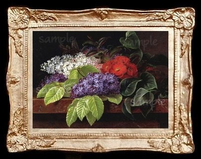 Flowers Still Life Miniature Dollhouse Art Picture 6722