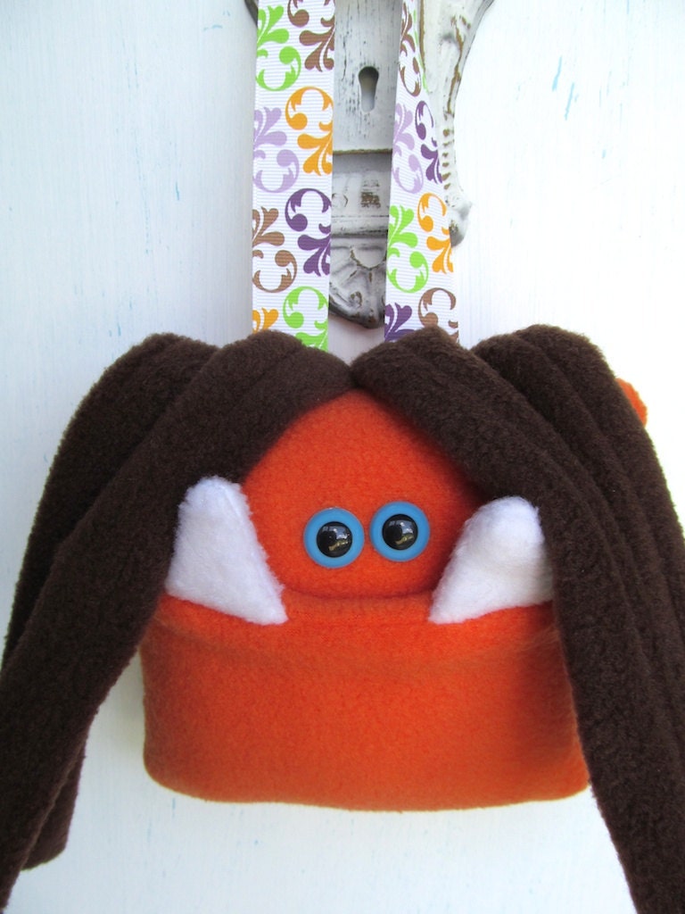 Pumpkin Orange and Brown Monster Tooth Fairy Pillow