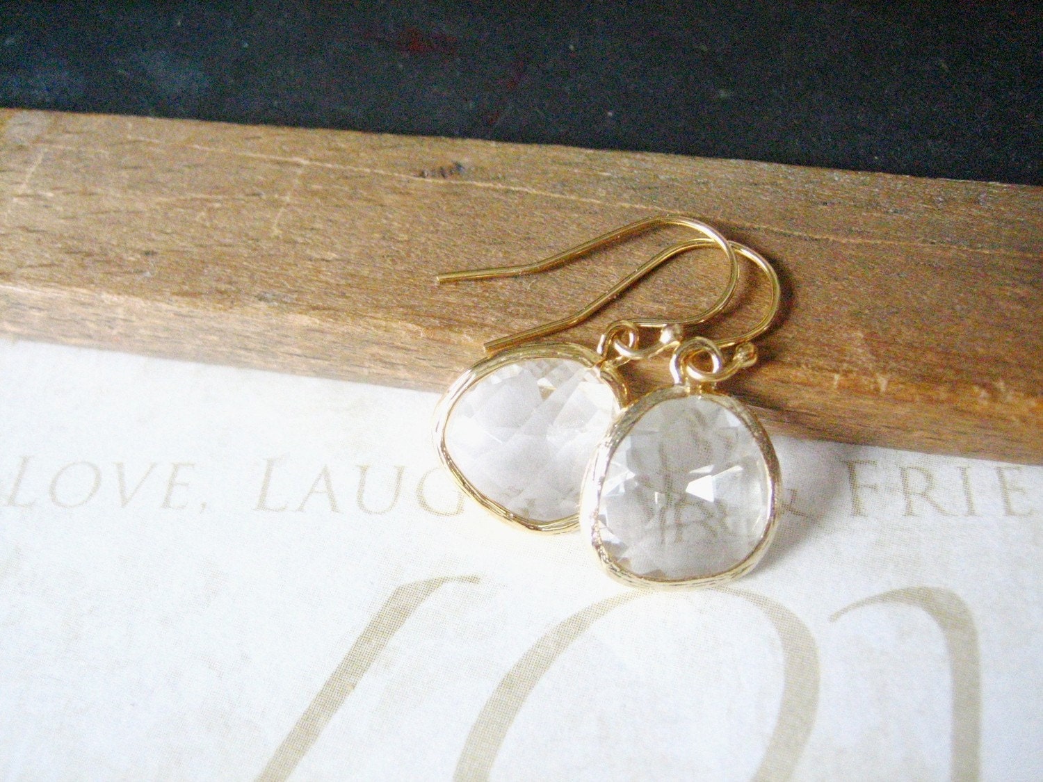 ANNA crystal clear glass earrings (gold)