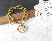 FIRST MATE nautical charm bracelet with red white and blue enamel ship anchor charm (gold)