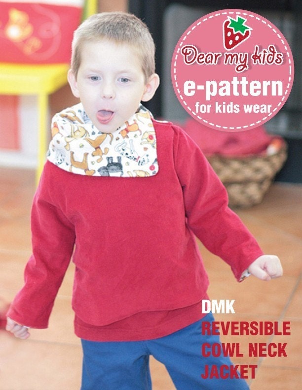 Unisex Cowl Neck Pull Over Jacket  (12 months upto age 6)PDF patterns and instructions