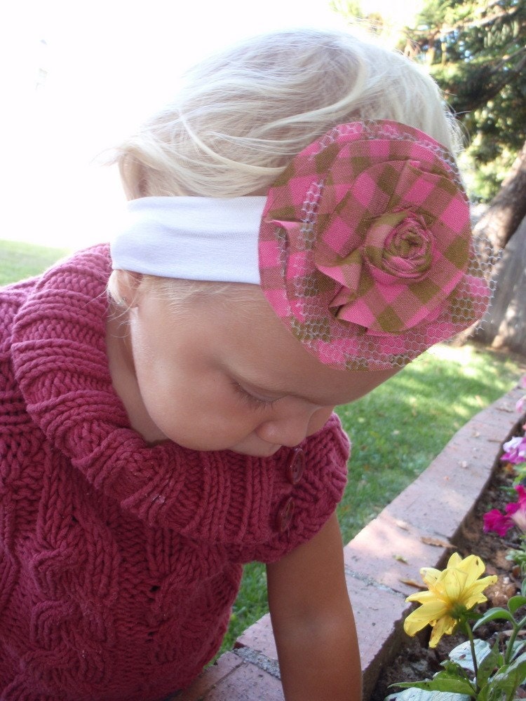 Pink flower headband