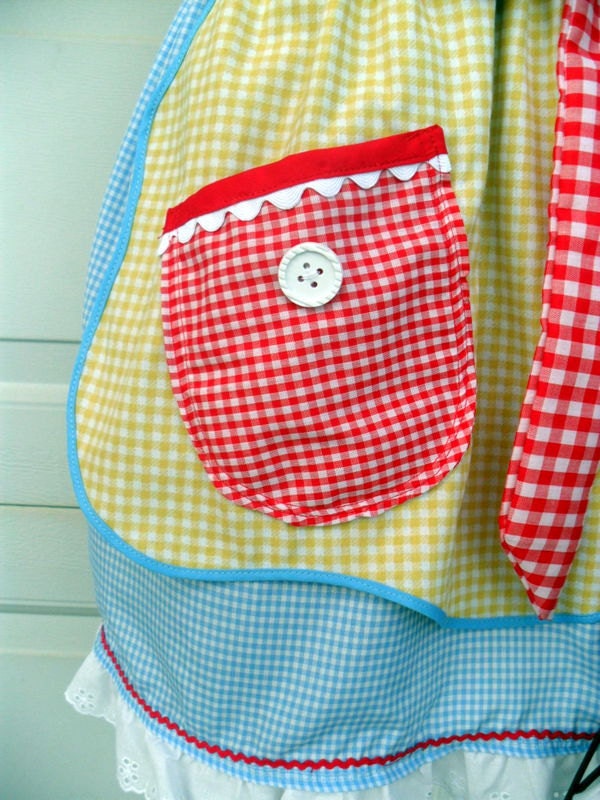 Mothers Day Matching Apron Set Mother Daughter Half Aprons in Gingham