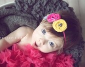 Bring on the Bright- triple rosette headband