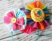 Summertime Rainbow Soiree- ruffle and rosette headband