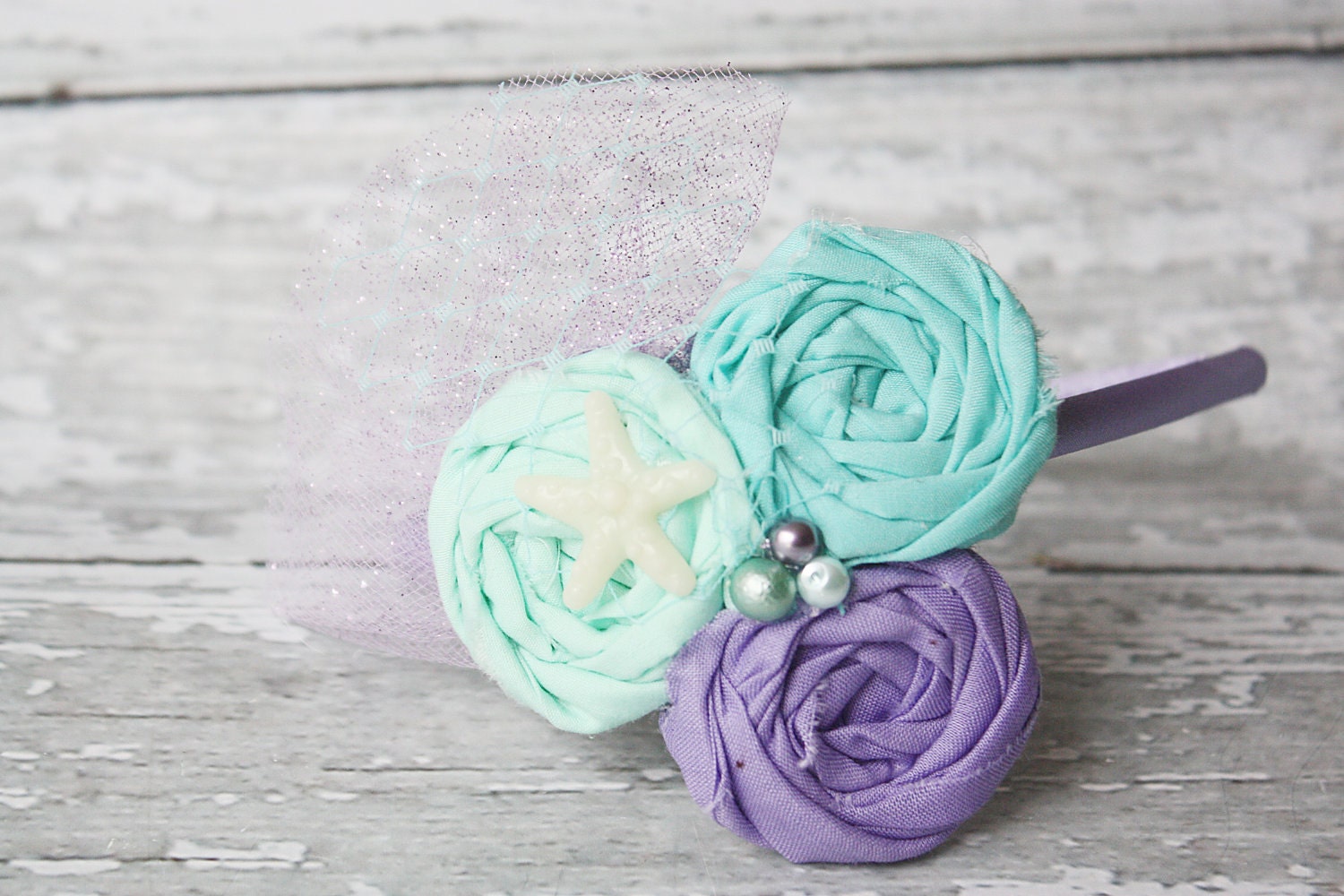 Little Mermaiden - mermaid inspired rosette headband