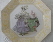 Yellow French Fashion Decoupage Plate