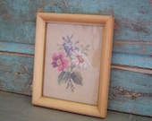 Vintage Needlepoint Shabby Elegance Floral Wall Decor 1944