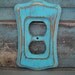Outlet Cover Plate Turquoise Distressed Wooden