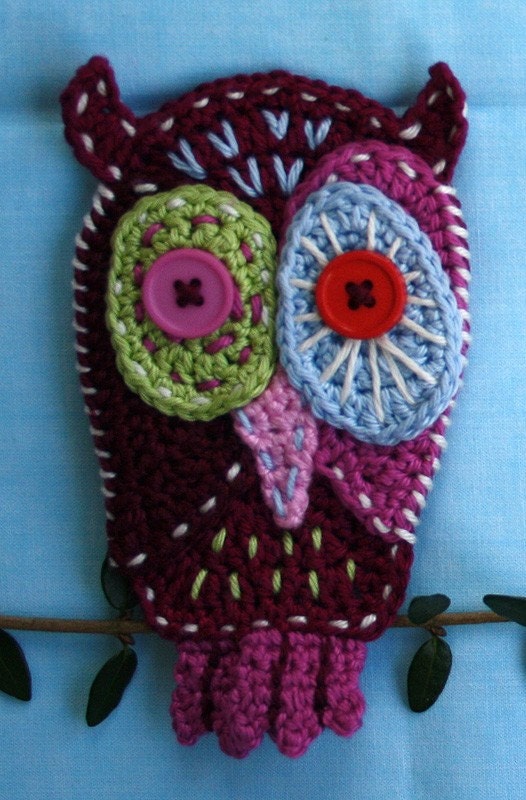 Crazy Owl - Crochet Pattern (Applique)