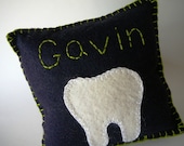 Tooth Fairy Pillow--Personalized--Navy Blue Felt