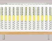 Modern Baby Yellow and Gray Groove (Modern Custom Crib Set)