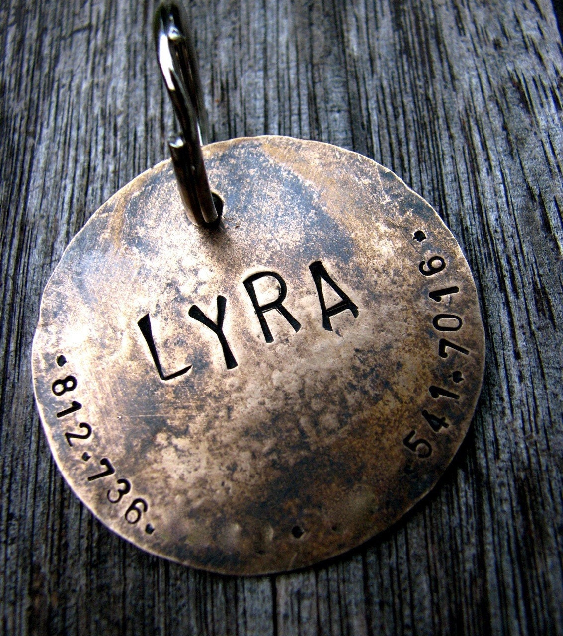 Custom Dog Tag, Harvest Moon, in XL 1.5'' Weathered Bronze