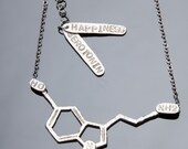 Serotonin Chemical Structure 16" Necklace in Sterling Silver