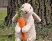 Handmade Needle Felted Wool Rabbit Bunny 25 cm